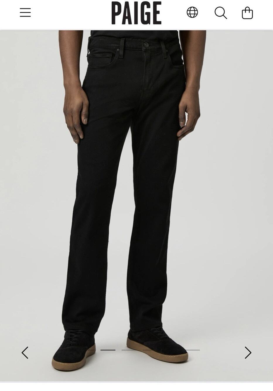 PAIGE Normandie Jeans Mens 36x34 Black Shadow Straight Leg Stretch Denim